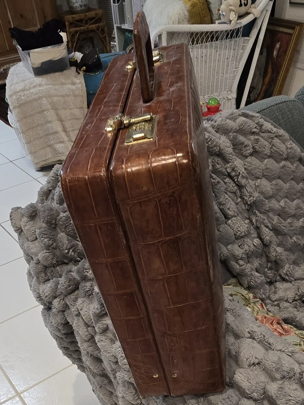 Vintage Custom-Made Genuine Crocodile Attache Case – Handmade Luxury Briefcase